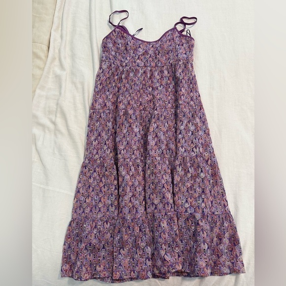 Trina Turk Sleeveless Tiered Serpentine Lace Crochet Fortuna Dress Purple Size 2 - Picture 2 of 6